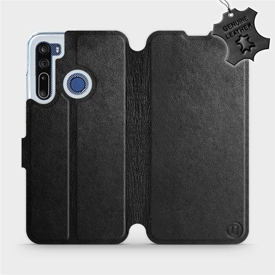 Etui ze skóry naturalnej do HTC Desire 20 Pro - wzór Black Leather