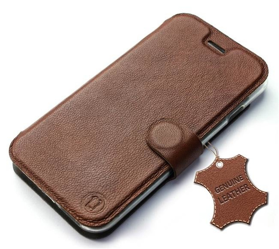 Etui ze skóry naturalnej do Nokia 2.3 - wzór Brown Leather