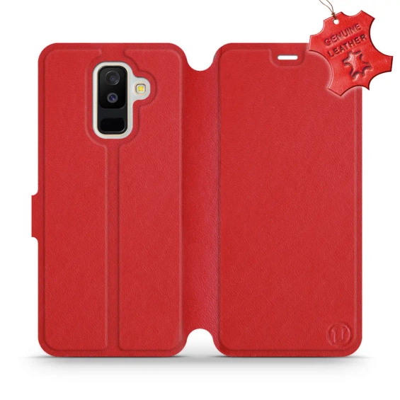 Phone Case Samsung Galaxy A6 Plus 2018 - Design Red Leather
