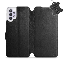 Etui ze skóry naturalnej do Samsung Galaxy M32 5G - wzór Black Leather