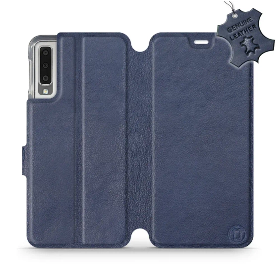 Phone Case Samsung Galaxy A7 2018 - Design Blue Leather