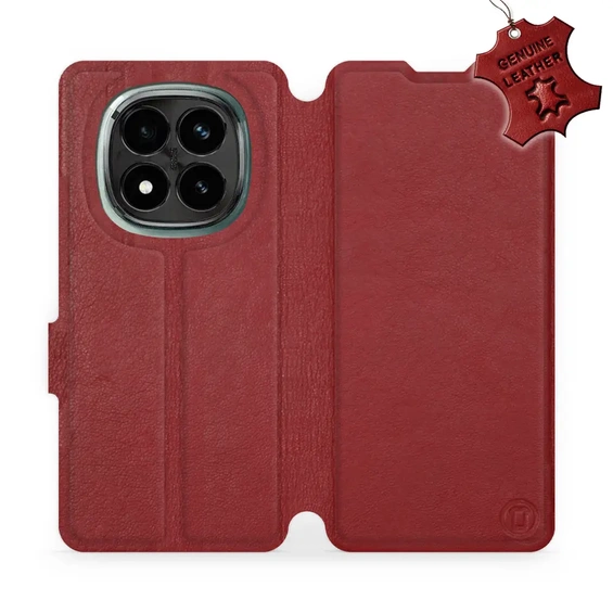 Phone Case Xiaomi Redmi Note 14 Pro Plus 5G - Design Dark Red Leather