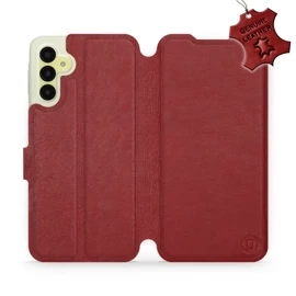 Etui ze skóry naturalnej do Samsung Galaxy A15 5G - wzór Dark Red Leather