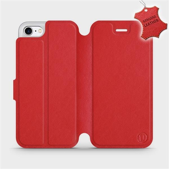 Etui ze skóry naturalnej do Apple iPhone 7 - wzór Red Leather
