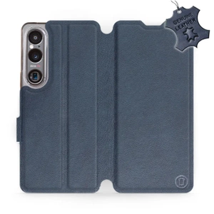 Etui ze skóry naturalnej do Sony Xperia 1 VI - wzór Blue Leather