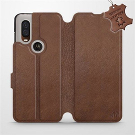 Hülle für Motorola One Vision - Farbe Brown Leather