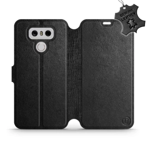 Etui ze skóry naturalnej do LG G6 - wzór Black Leather