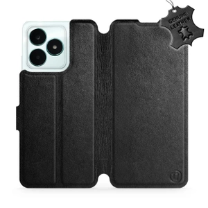 Etui ze skóry naturalnej do Realme C51 - wzór Black Leather