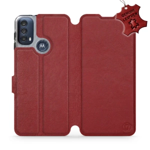 Phone Case Motorola Moto E40 - Design Dark Red Leather