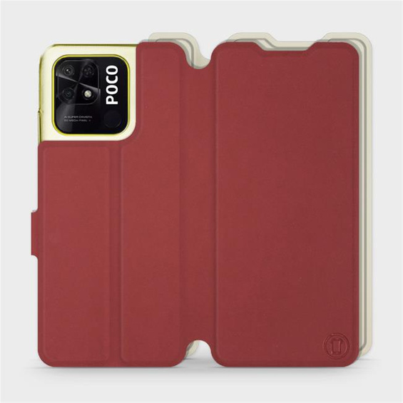 Phone Case Xiaomi POCO C40 - Design Dark Red with Platinum