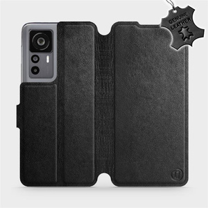 Etui ze skóry naturalnej do Xiaomi 12T Pro - wzór Black Leather