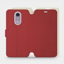Phone Case LG Q7 - Design Dark Red with Platinum