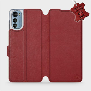 Phone Case Motorola Moto E32 - Design Dark Red Leather