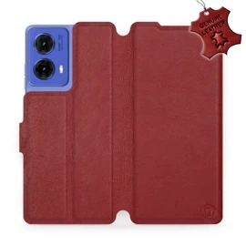 Phone Case Motorola Moto G85 5G - Design Dark Red Leather
