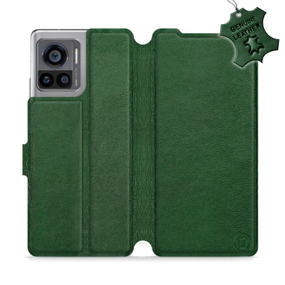 Etui ze skóry naturalnej do Motorola Edge 30 Ultra - wzór Green Leather