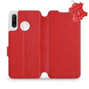 Etui ze skóry naturalnej do Huawei P30 Lite - wzór Red Leather