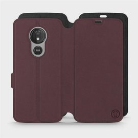 Hülle für Motorola Moto G7 Power - Farbe Burgund mit Schwarz