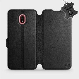 Etui ze skóry naturalnej do Xiaomi Redmi 8a - wzór Black Leather