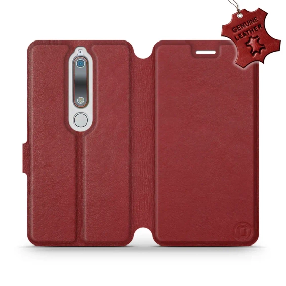 Phone Case Nokia 6.1 - Design Dark Red Leather