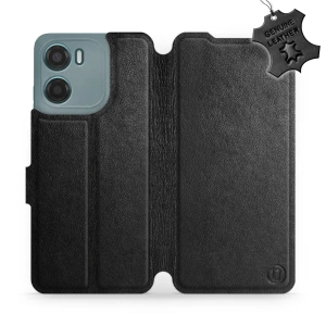Phone Case Motorola Moto E15 - Design Black Leather