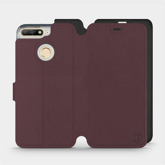 Hülle für Huawei Y6 Prime 2018 - Farbe Burgund mit Schwarz