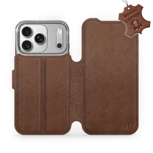 Etui ze skóry naturalnej do Apple iPhone 17 Pro - wzór Brown Leather
