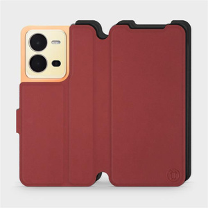 Hülle für Vivo X80 Lite - Farbe Dunkelrot mit Schwarz