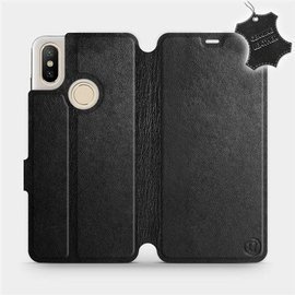 Etui ze skóry naturalnej do Xiaomi Mi A2 - wzór Black Leather
