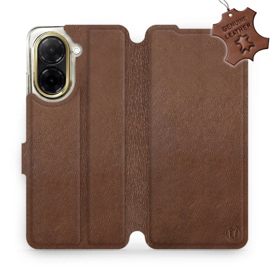 Etui ze skóry naturalnej do Xiaomi Redmi A5 - wzór Brown Leather