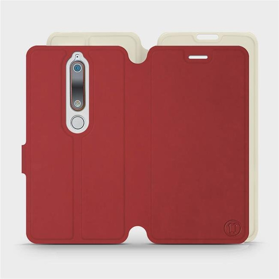 Hülle für Nokia 6.1 - Farbe Dunkelrot mit Platin