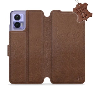 Etui ze skóry naturalnej do Motorola Edge 30 Neo - wzór Brown Leather