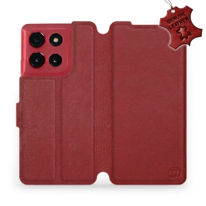 Phone Case Motorola Moto G86 Power 5G - Design Dark Red Leather