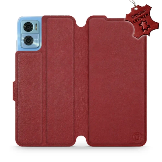 Phone Case Motorola Moto E22 - Design Dark Red Leather