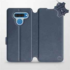 Etui ze skóry naturalnej do LG Q60 - wzór Blue Leather