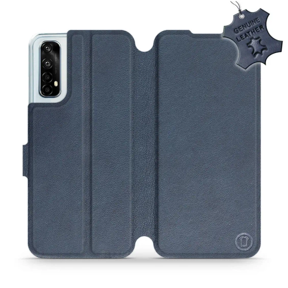 Etui ze skóry naturalnej do Realme 7 - wzór Blue Leather
