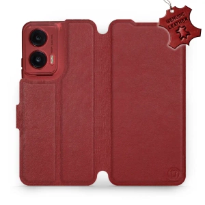 Phone Case Motorola Moto G35 5G - Design Dark Red Leather