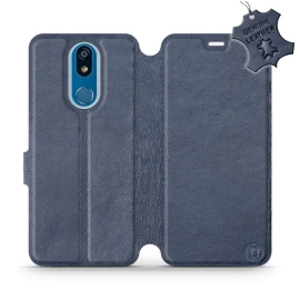 Etui ze skóry naturalnej do LG K40 - wzór Blue Leather