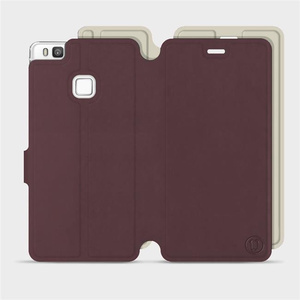 Hülle für Huawei P9 Lite - Farbe Burgund mit Platin