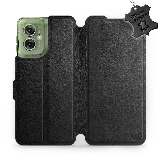 Phone Case Motorola Moto G55 5G - Design Black Leather