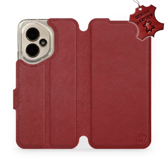 Etui ze skóry naturalnej do Huawei Honor 400 - wzór Dark Red Leather