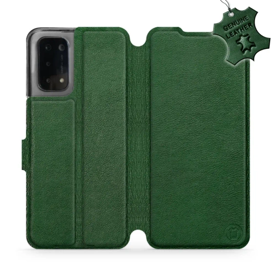 Etui ze skóry naturalnej do OPPO A74 5G - wzór Green Leather