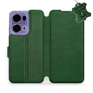 Etui ze skóry naturalnej do OPPO Reno 13 Pro - wzór Green Leather