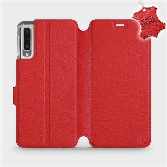 Phone Case Samsung Galaxy A7 2018 - Design Red Leather