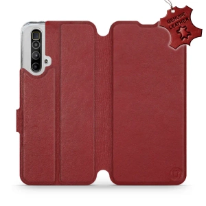 Etui ze skóry naturalnej do Realme X3 SuperZoom - wzór Dark Red Leather