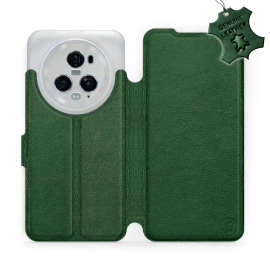 Etui ze skóry naturalnej do Huawei Honor Magic5 Pro 5G - wzór Green Leather