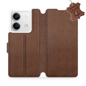 Etui ze skóry naturalnej do Xiaomi Redmi Note 13 5G - wzór Brown Leather