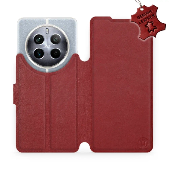 Phone Case Realme 12 Pro Plus 5G - Design Dark Red Leather