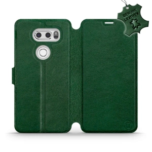 Etui ze skóry naturalnej do LG V30 - wzór Green Leather