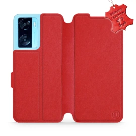 Etui ze skóry naturalnej do OPPO A57S - wzór Red Leather