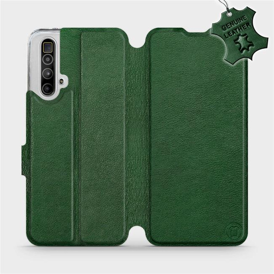 Etui ze skóry naturalnej do Realme X3 SuperZoom - wzór Green Leather